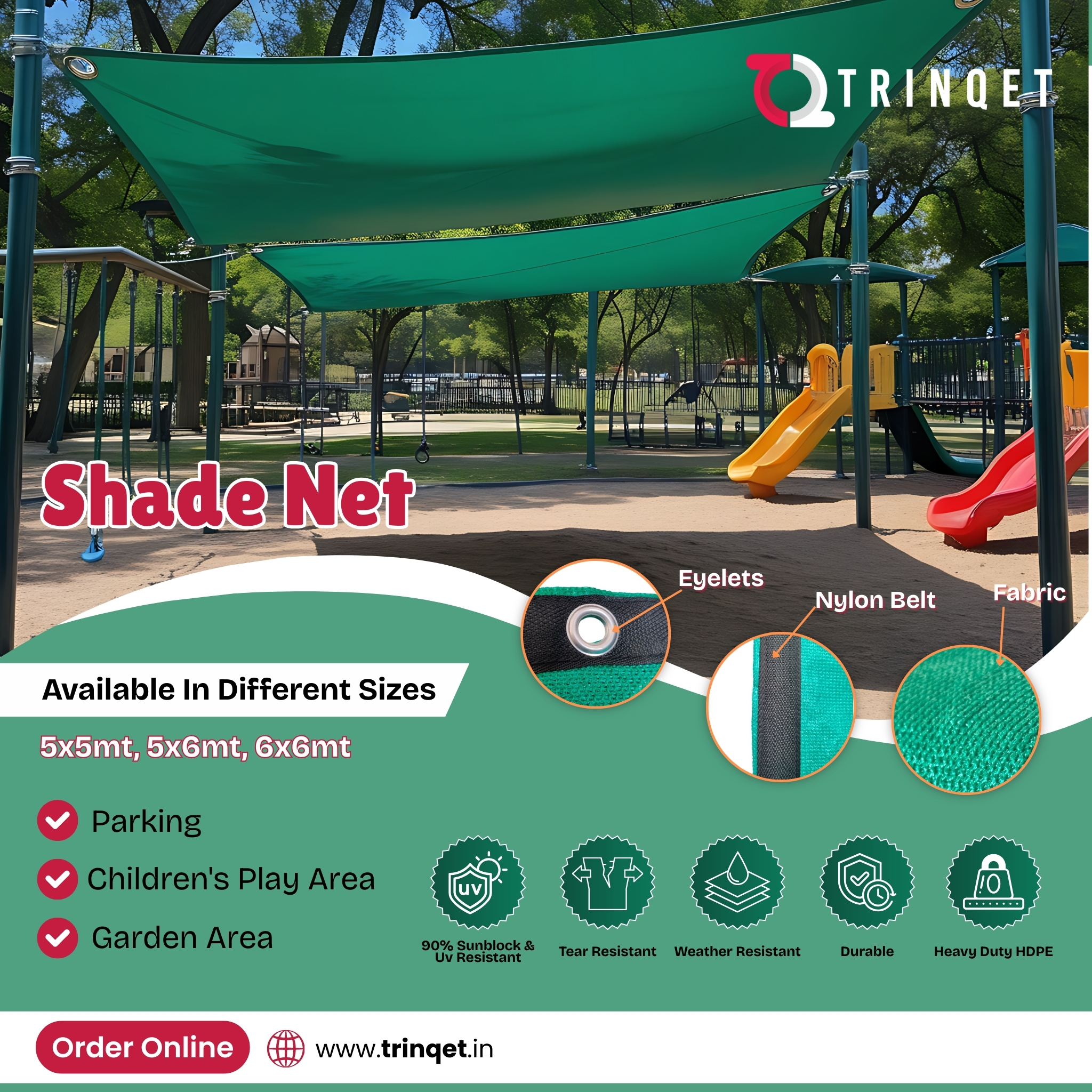 Green Sun Shade Net - Trinqet